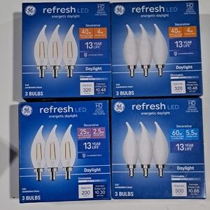 GE Refresh LED Light Bulbs Set Of 4 Boxes Of 3! 40w 25w 60w